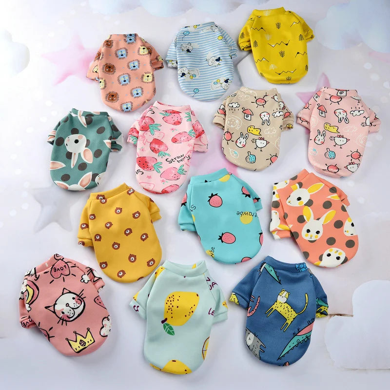 Small Dog Winter Hoodie - Cute Print Costume for Cats & Puppies