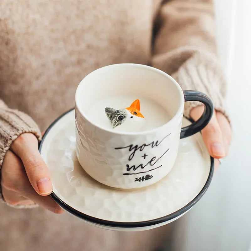 Cute Kitten Cat Claw Ceramic Cup - 3D Animal Coffee Water Mug