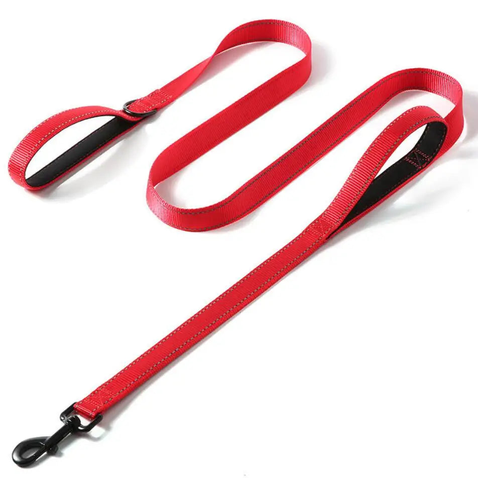 Heavy Duty Reflective Dog Leash – Padded Double Handle for Training & Control