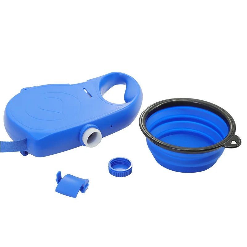 3-in-1 Retractable Dog Leash with Water Bottle & Bowl – Portable Pet Walking Lead