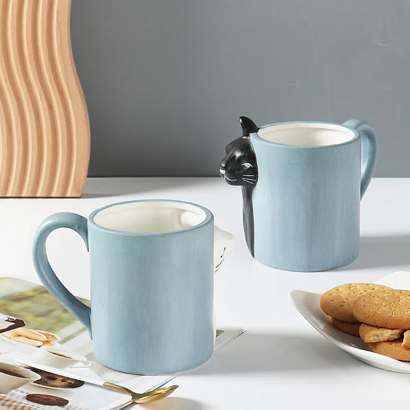 3D Cartoon Cat Water Cup - Creative Handle Ceramic Coffee Mug