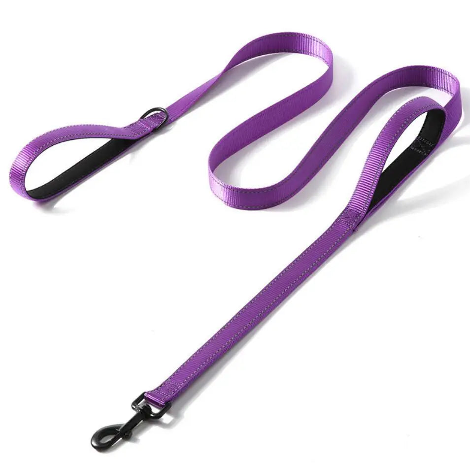 Heavy Duty Reflective Dog Leash – Padded Double Handle for Training & Control