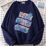 Load image into Gallery viewer, Fun Mischievous Cat Print Hoodie - Loose Comfortable Fleece Pullover
