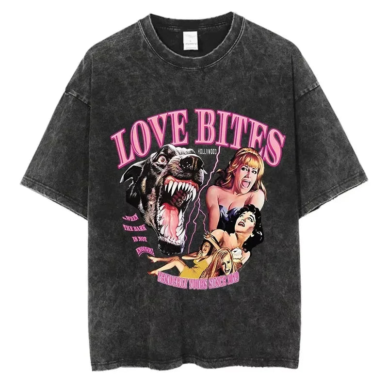 Animal Cat Print Vintage Washed T-Shirt - Y2K Cotton Hip Hop Tee