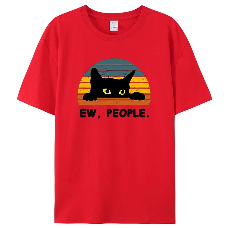 Cozy Cat Printed T-Shirt - High Quality Cotton Anime Tee Unisex