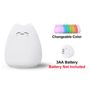 Cute Cat Night Light - 7 Colors Silicone Touch Sensor Lamp for Kids