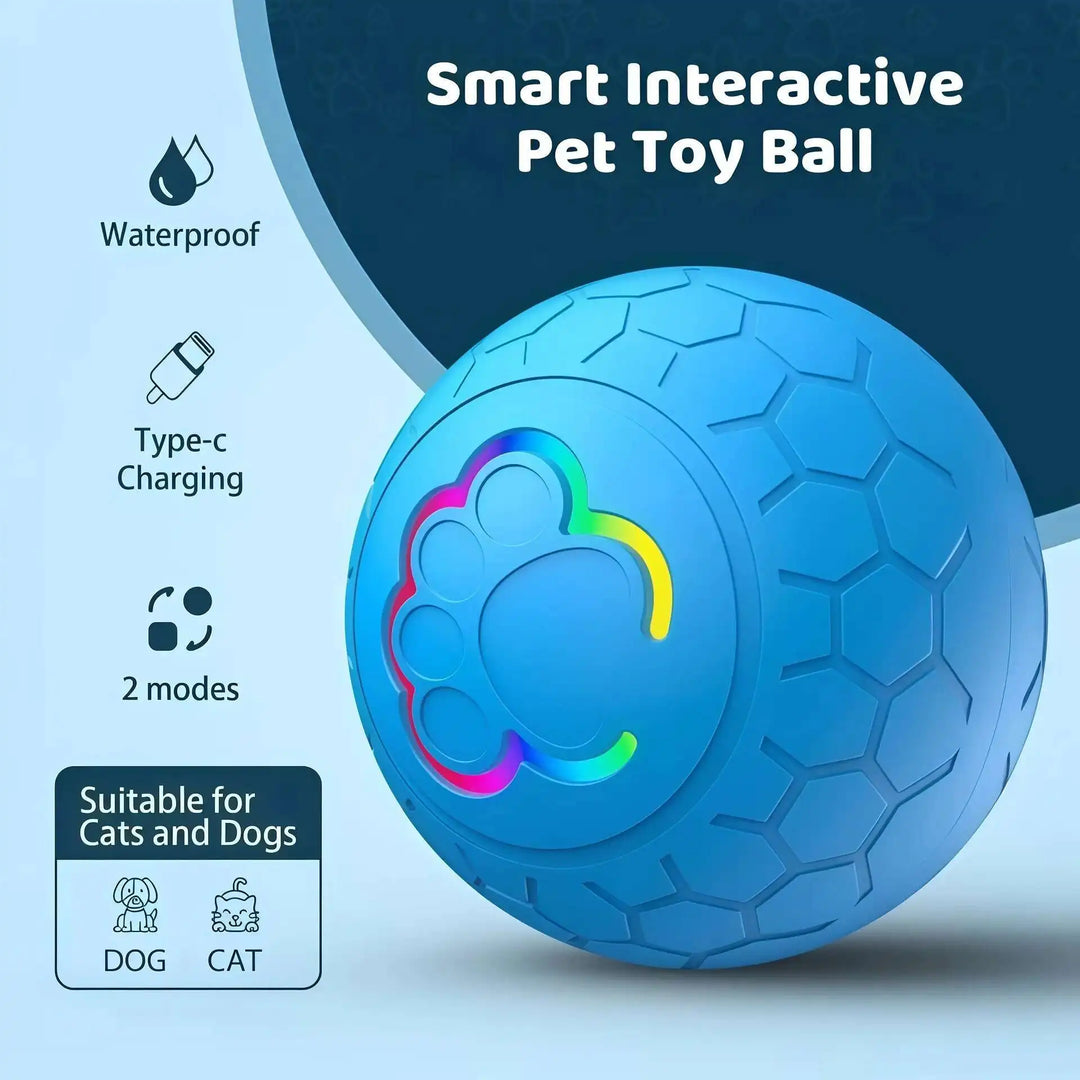 Smart Interactive Dog & Cat Toy Ball – USB Rechargeable with RGB Lights