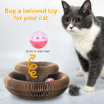 Load image into Gallery viewer, Round Magic Cat Scratching Board with Ball – Claw Care &amp; Play
