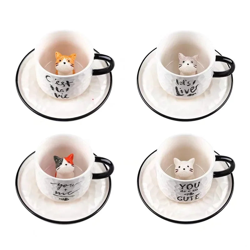 Cute Kitten Cat Claw Ceramic Cup - 3D Animal Coffee Water Mug