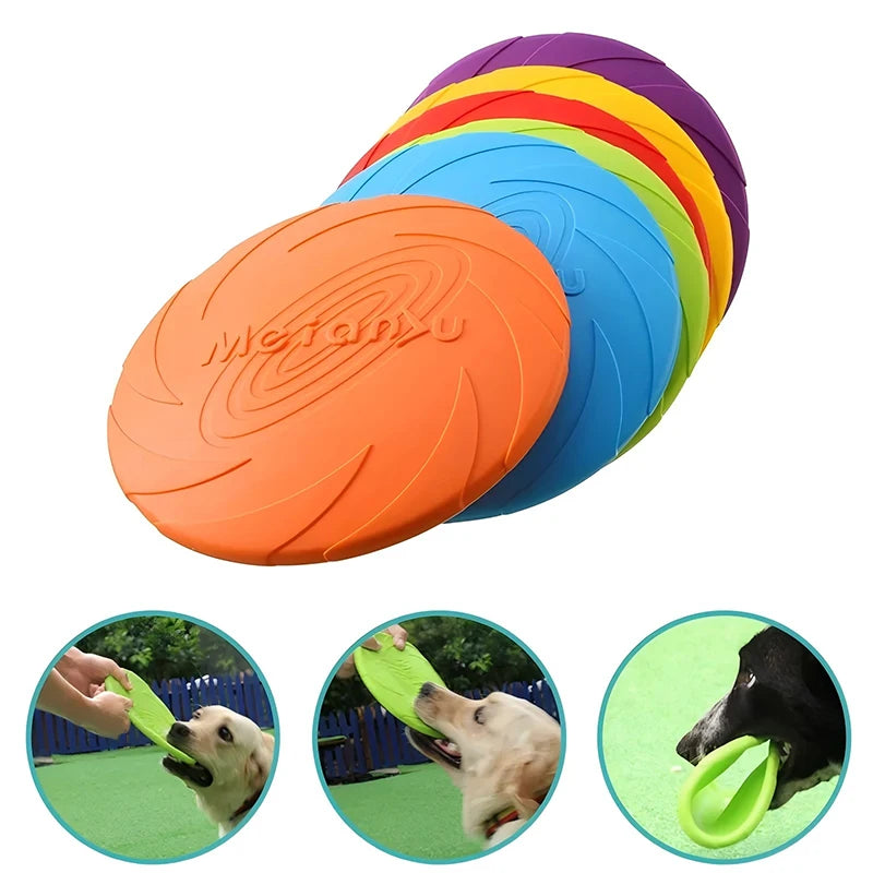Multicolor Silicone Flying Disc – Durable Dog Chew & Training Toy