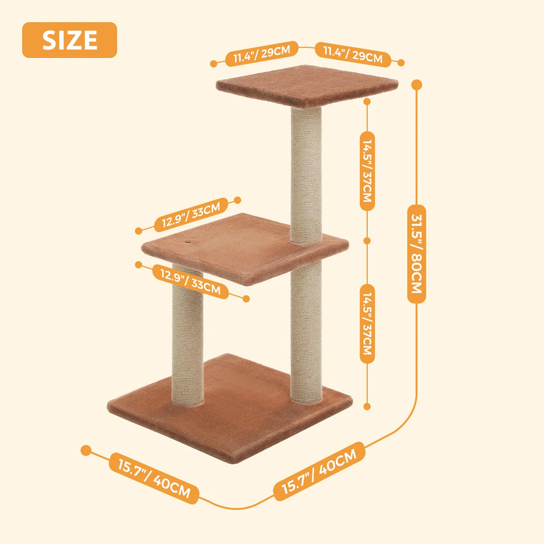 Cat Tree Tower - Scratch Posts, Hammock & Removable Top Perch