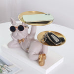 Load image into Gallery viewer, Bulldog Table Sculpture - Resin Decor with Pallet for Home Living Room
