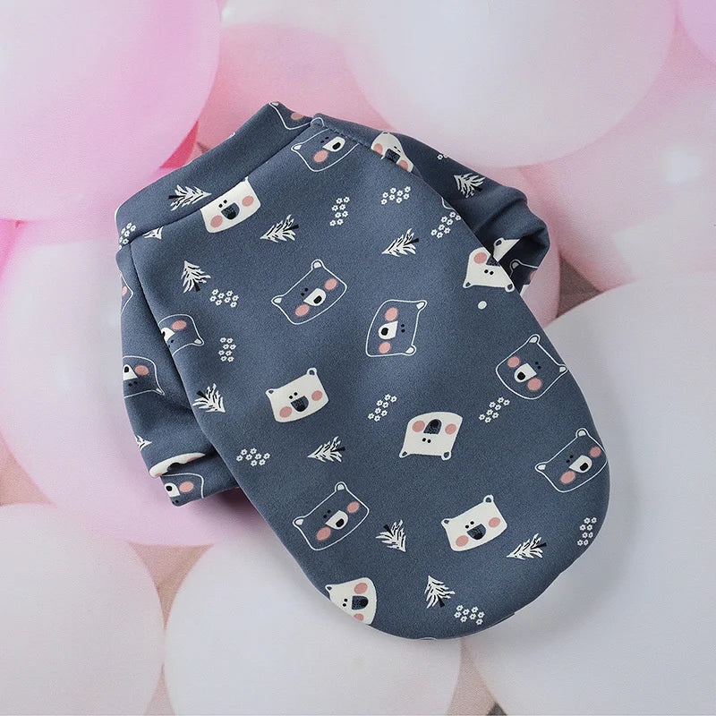 Small Dog Winter Hoodie - Cute Print Costume for Cats & Puppies