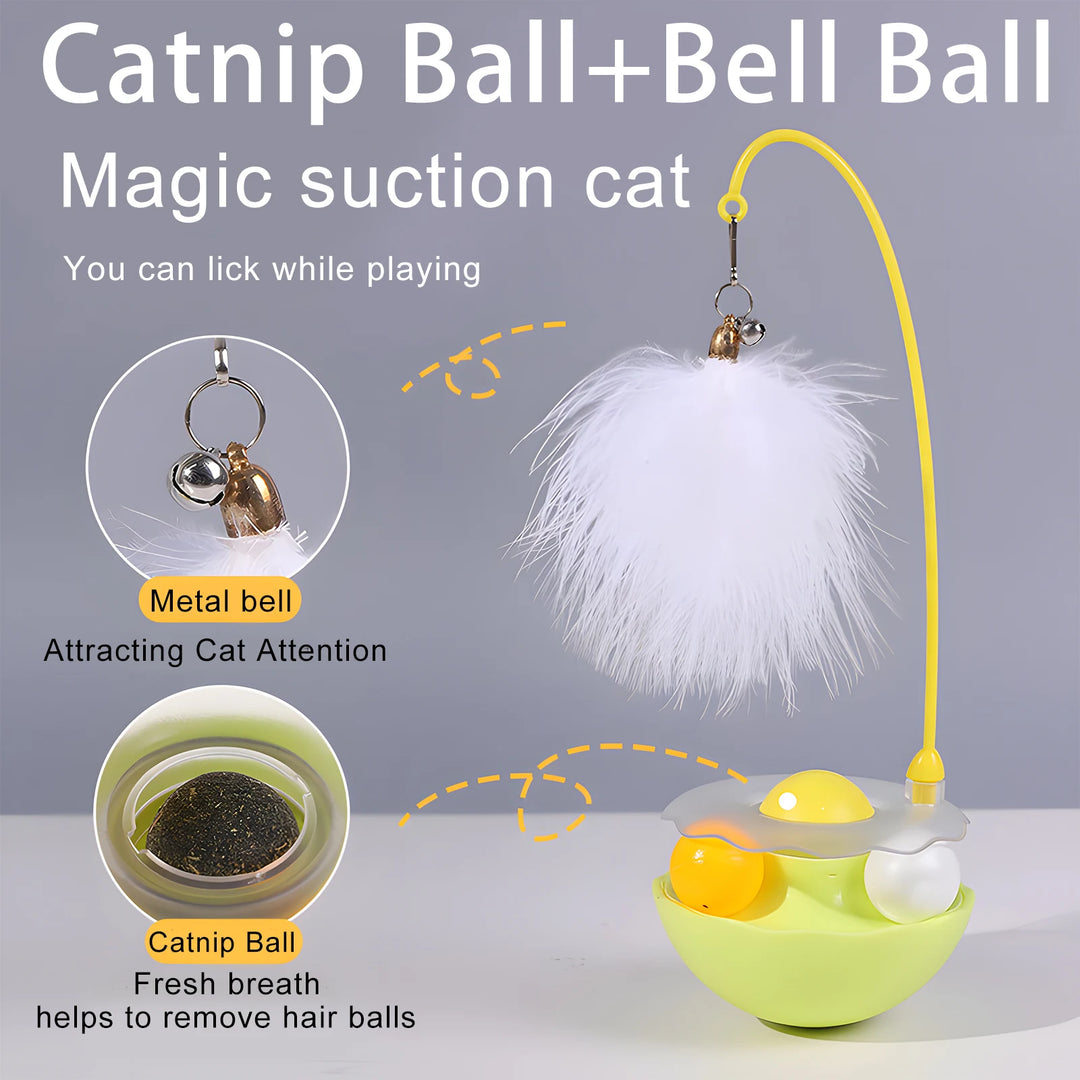Tumbler Cat Toy - Interactive Turntable with Feather & Ball