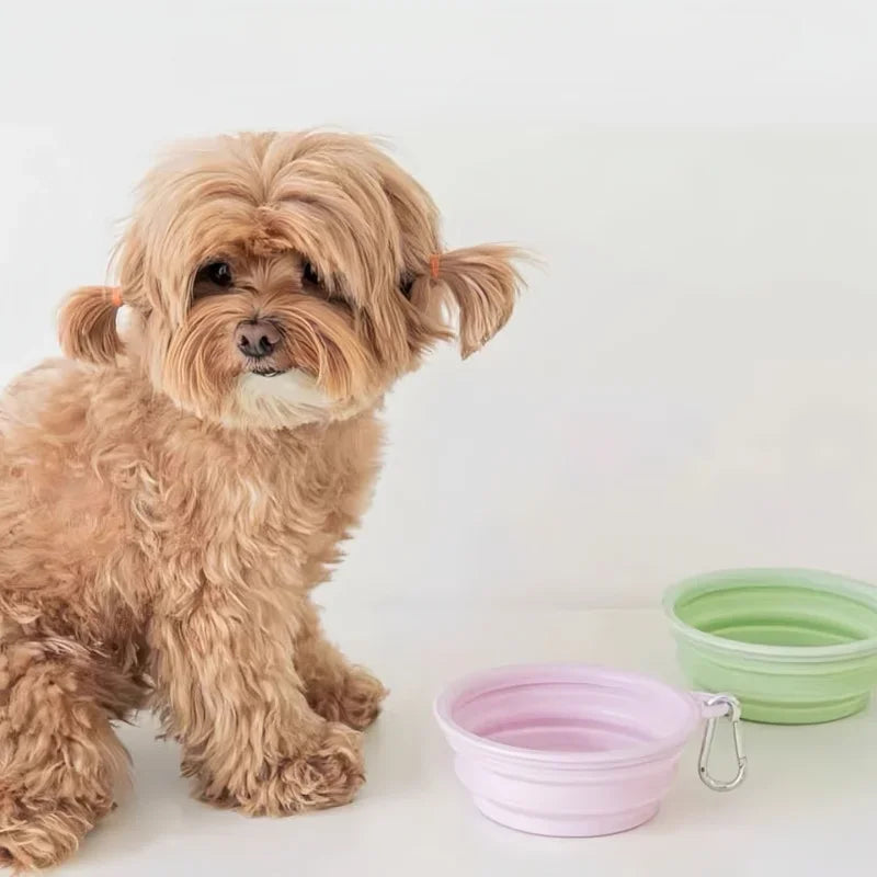 Foldable Silicone Dog & Cat Bowls 350ml/650ml Portable Travel Food & Water Tray