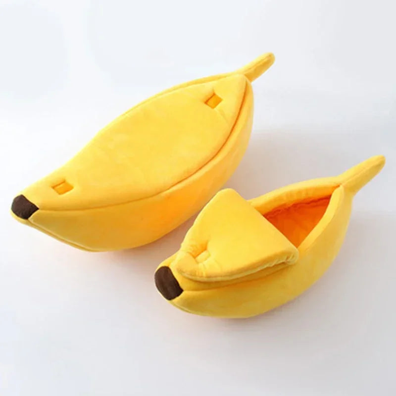 Banana Shaped Pet Bed - Warm Cozy Basket for Dogs & Cats