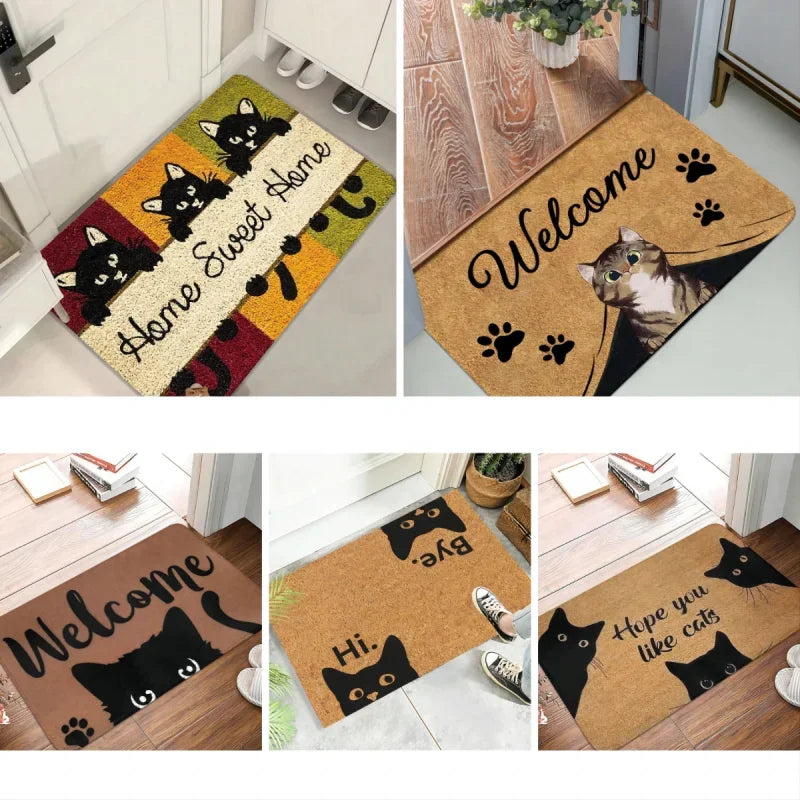 Lovely Cat Pattern Doormat - Non-Slip Indoor Welcome Entrance Rug