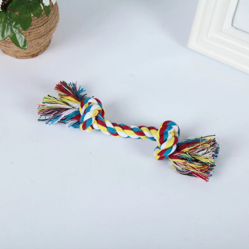 Durable Cotton Rope Dog Toy – Random Knot Design for Teeth Cleaning