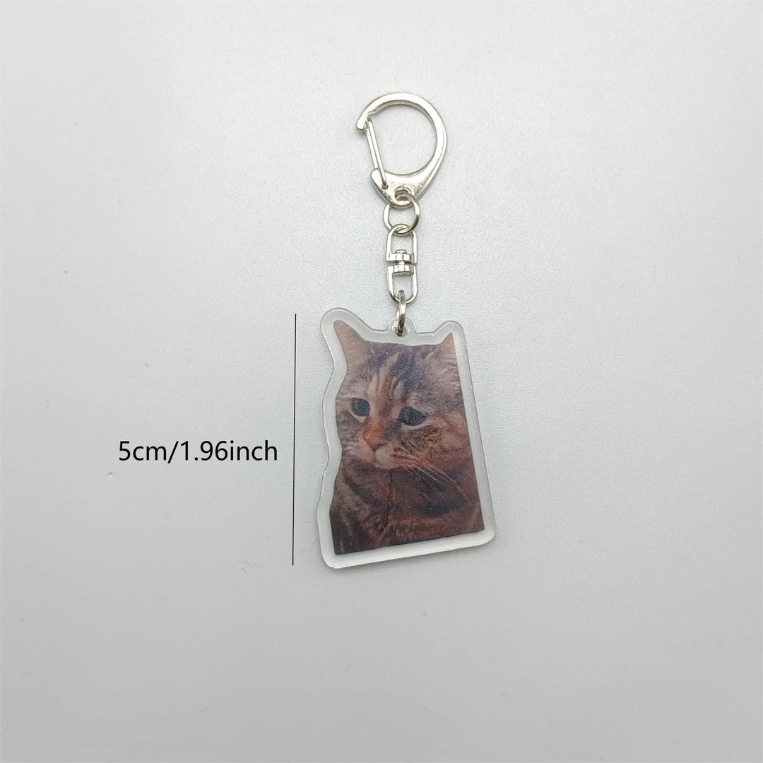 Women's Bag Pendant - Cute Two Cats Talking Meme Keychain Gift