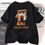 Load image into Gallery viewer, Funny Bread Dog Cat T-Shirt for Couples – Cotton Summer Graphic Tee for Men &amp; Women
