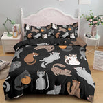Load image into Gallery viewer, 3PCS Cartoon Cat Bedding Set - Cute Printed Duvet Cover &amp; Pillows
