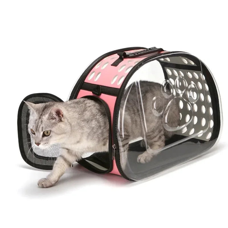 Portable Breathable Foldable Transparent Outdoor Pet Bag for Cats & Dogs