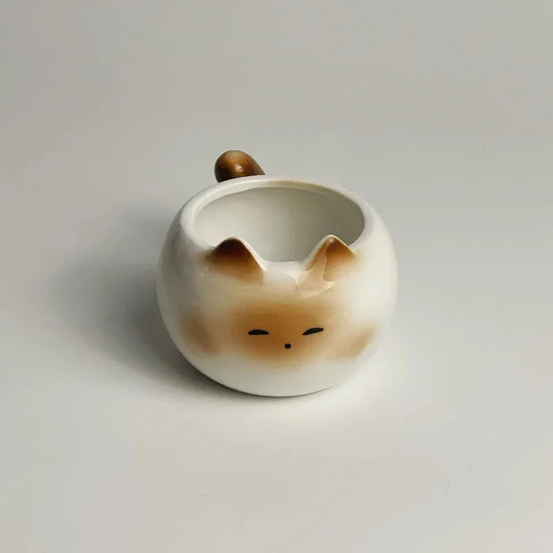 Ceramic Cat Shaped Mug - Cute Siamese Coffee Cup Birthday Gift