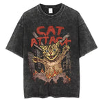 Load image into Gallery viewer, Animal Cat Print Vintage Washed T-Shirt - Y2K Cotton Hip Hop Tee
