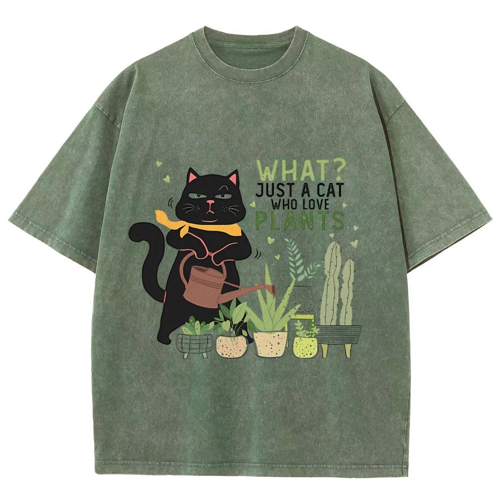 Fresh Flower Black Cat Print T-Shirt - Pure Cotton Unisex Summer Tee