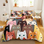 Load image into Gallery viewer, Cute Cat Single-Sided Printed Bedding Set - Cartoon Duvet Cover Set
