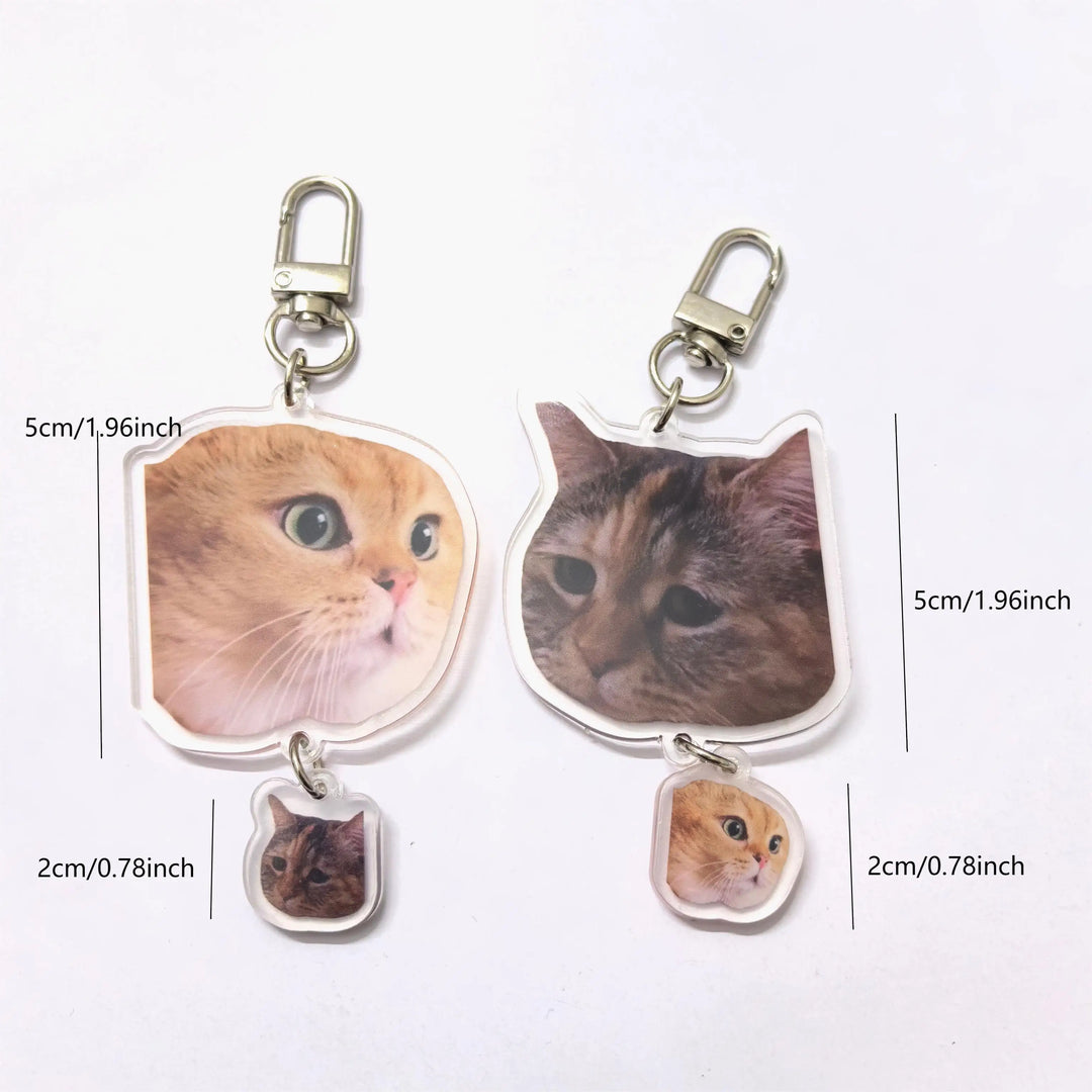 Women's Bag Pendant - Cute Two Cats Talking Meme Keychain Gift