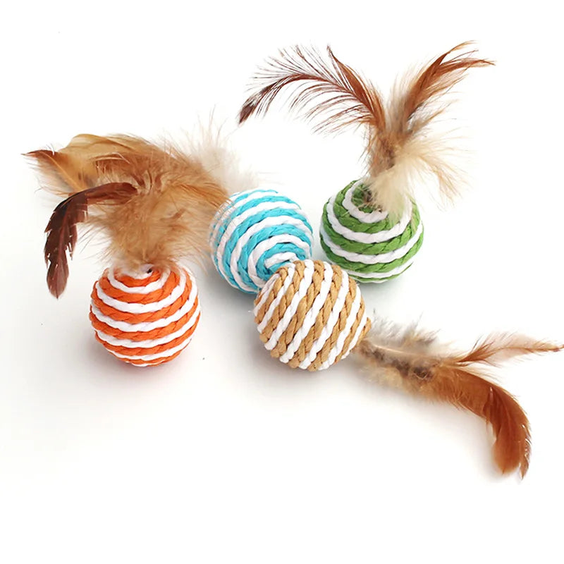 Cat Feather Wand with Bell & Mouse Cage - Interactive Teaser Toy