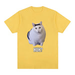 Load image into Gallery viewer, Cat Saying Huh? Funny Meme T-Shirt - 100% Cotton Oversized Tee
