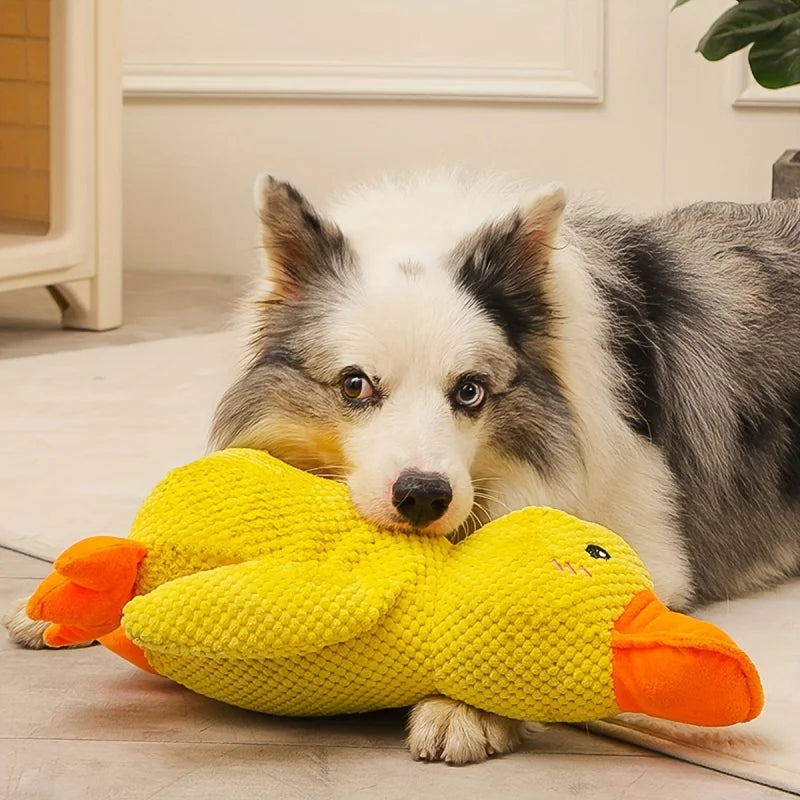 Large Duck-Shaped Squeaky Plush Toy for Dogs – Durable Teeth Cleaning Chew Toy