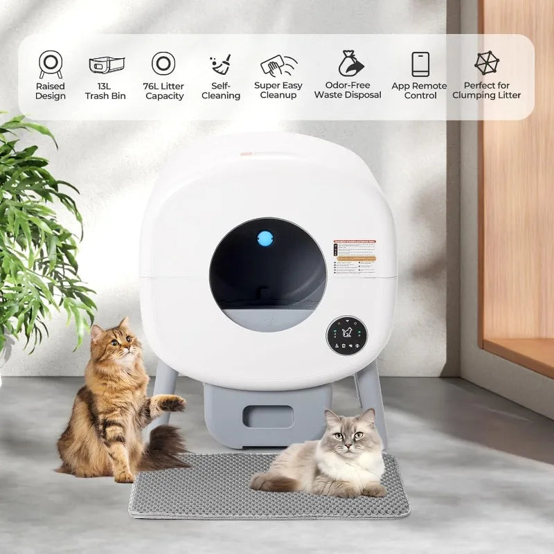XL Self-Cleaning Litter Box - App Control, Odor-Free Multi-Cat