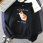 Load image into Gallery viewer, No Talk Me Angry Cat Print Hoodie - Women&#39;s Hip Hop Fleece Pullover
