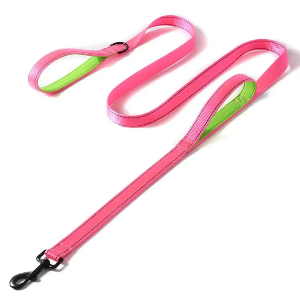Heavy Duty Reflective Dog Leash – Padded Double Handle for Training & Control