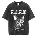 Load image into Gallery viewer, Animal Cat Print Vintage Washed T-Shirt - Y2K Cotton Hip Hop Tee
