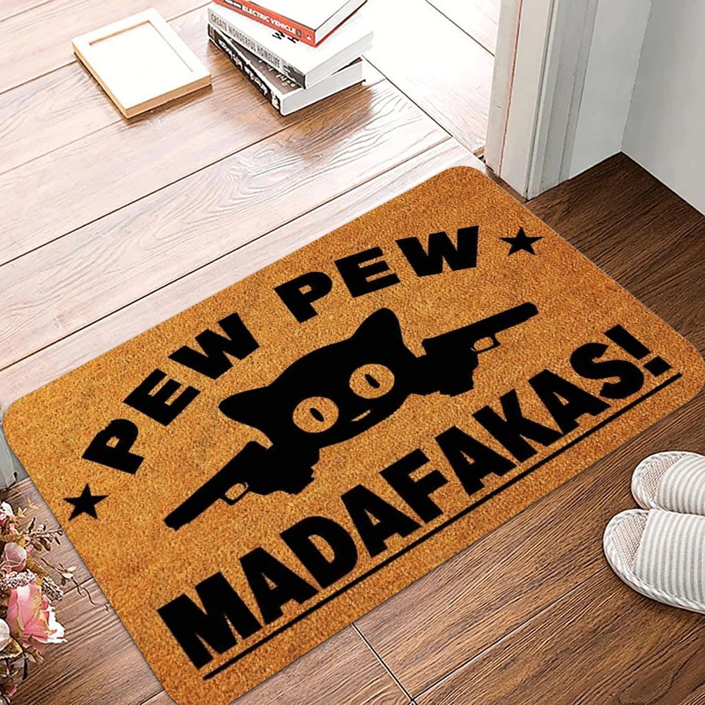MADAFAKAS Cat Pattern Carpet - Non-Slip Outdoor Doormat Entrance Rug