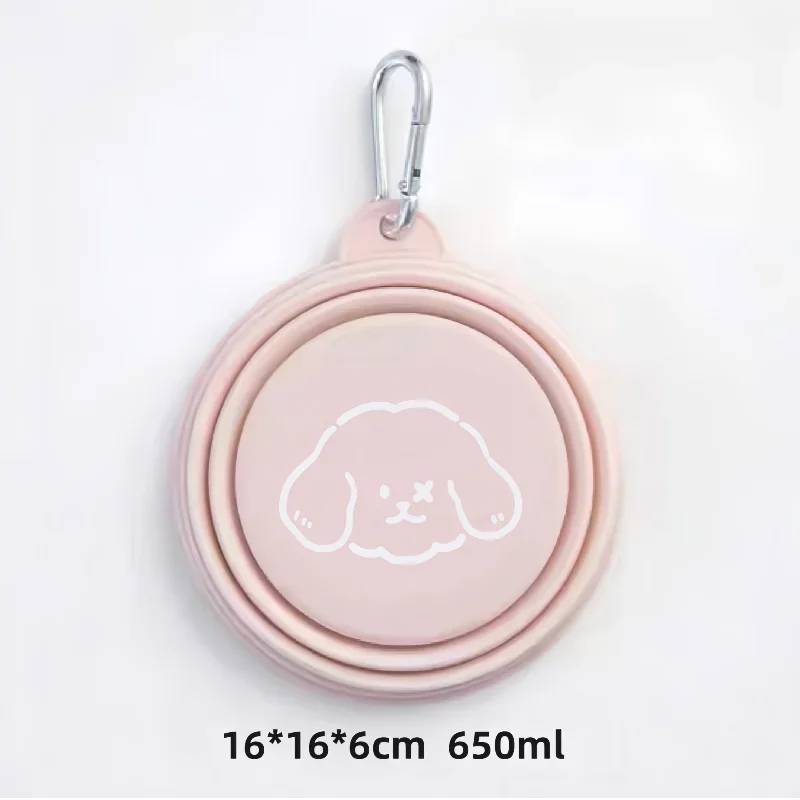 Foldable Silicone Dog & Cat Bowls 350ml/650ml Portable Travel Food & Water Tray