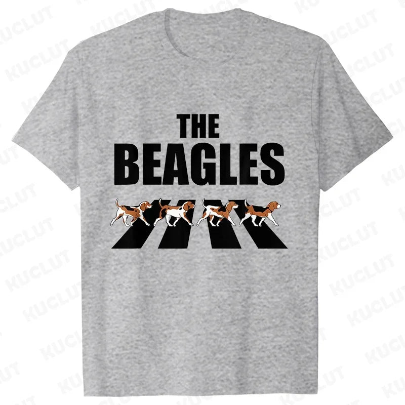 Men Women Classic Beagle T-Shirt - Crazy Beagle Dog Round Neck Tee