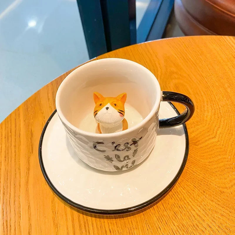 Cute Kitten Cat Claw Ceramic Cup - 3D Animal Coffee Water Mug
