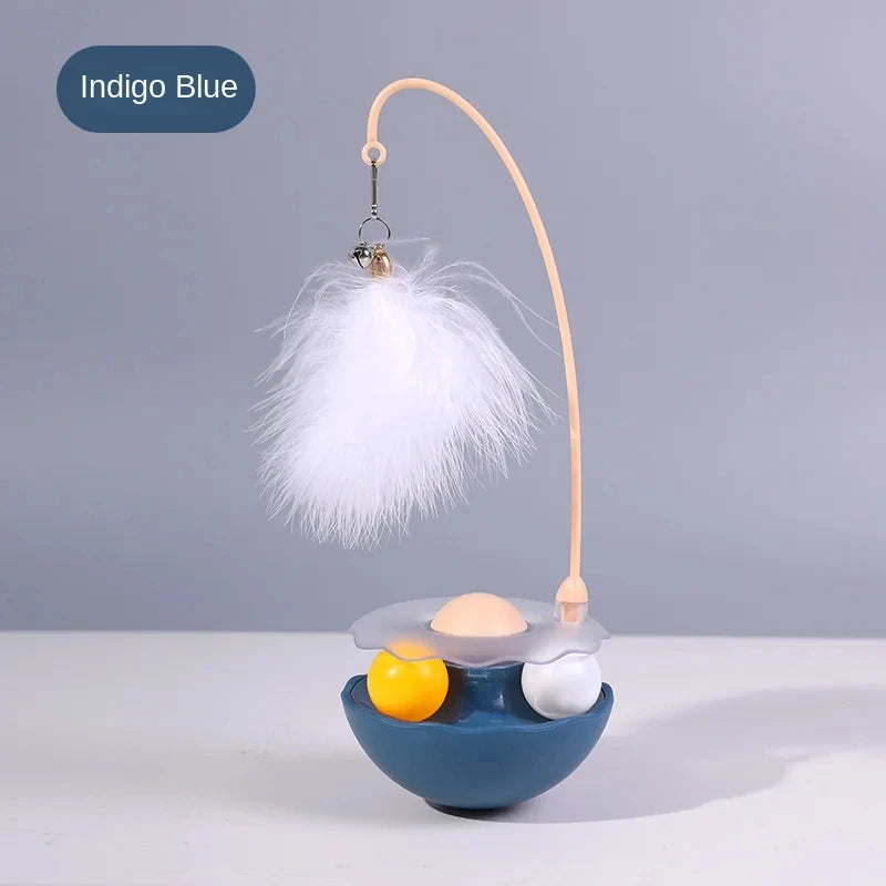 Tumbler Cat Toy - Interactive Turntable with Feather & Ball