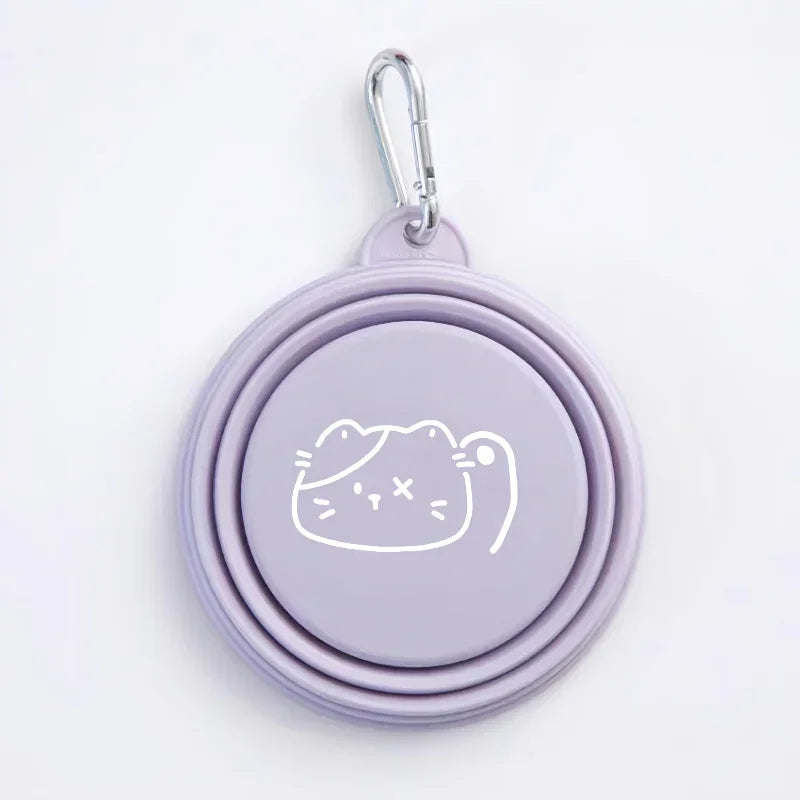 Foldable Silicone Dog & Cat Bowls 350ml/650ml Portable Travel Food & Water Tray