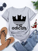 Load image into Gallery viewer, Funny Cat Printed T-Shirt - Women&#39;s Hip Hop Cartoon Street Tee
