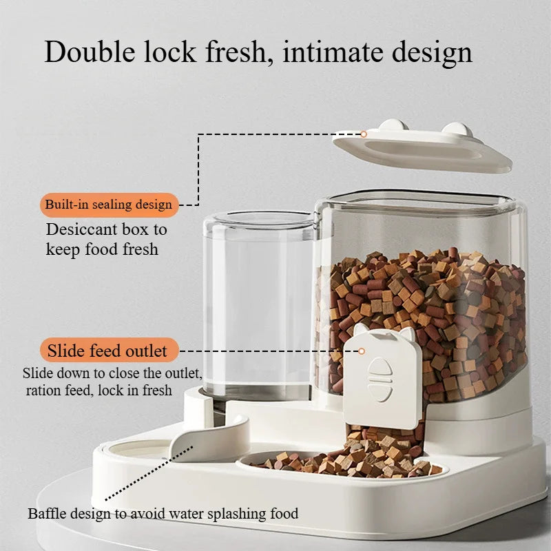 All-in-One Pet Feeder - Auto Food & Water Dispenser for Dogs &Cats