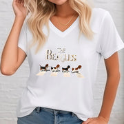 The Beagles Graphic T-Shirt - Funny Dog V-Neck Tee for Beagle Lovers