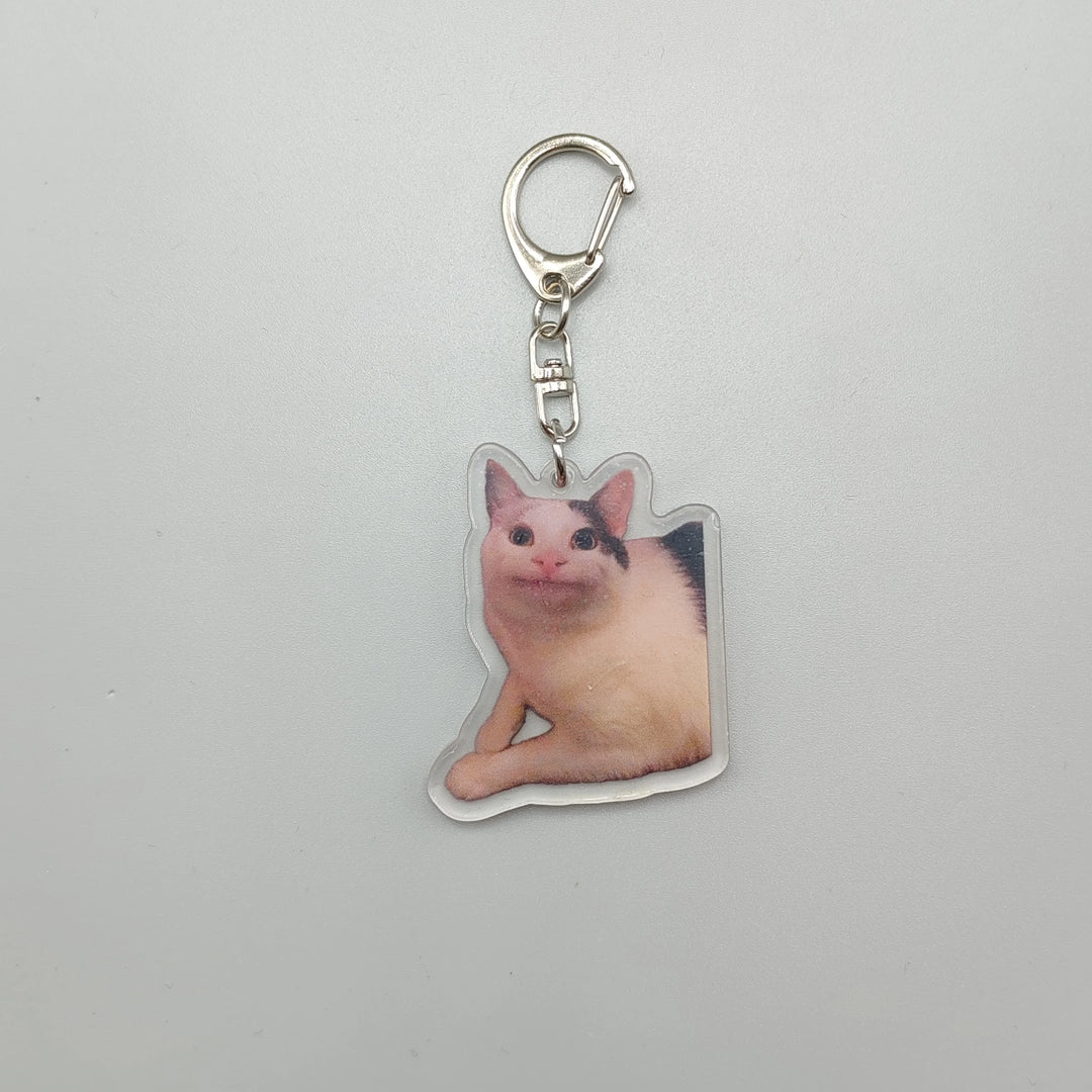 Women's Bag Pendant - Cute Two Cats Talking Meme Keychain Gift