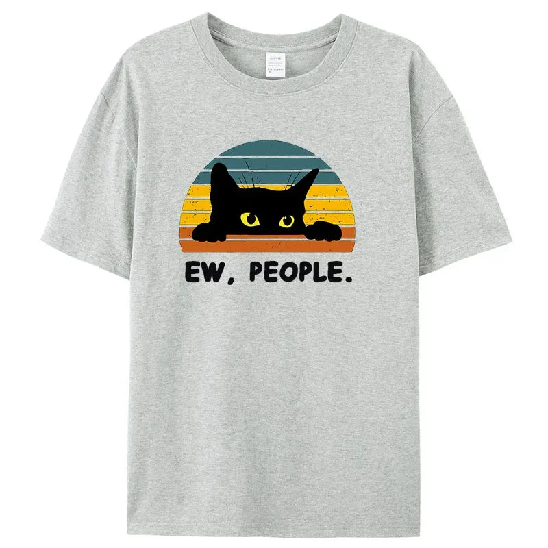 Cozy Cat Printed T-Shirt - High Quality Cotton Anime Tee Unisex