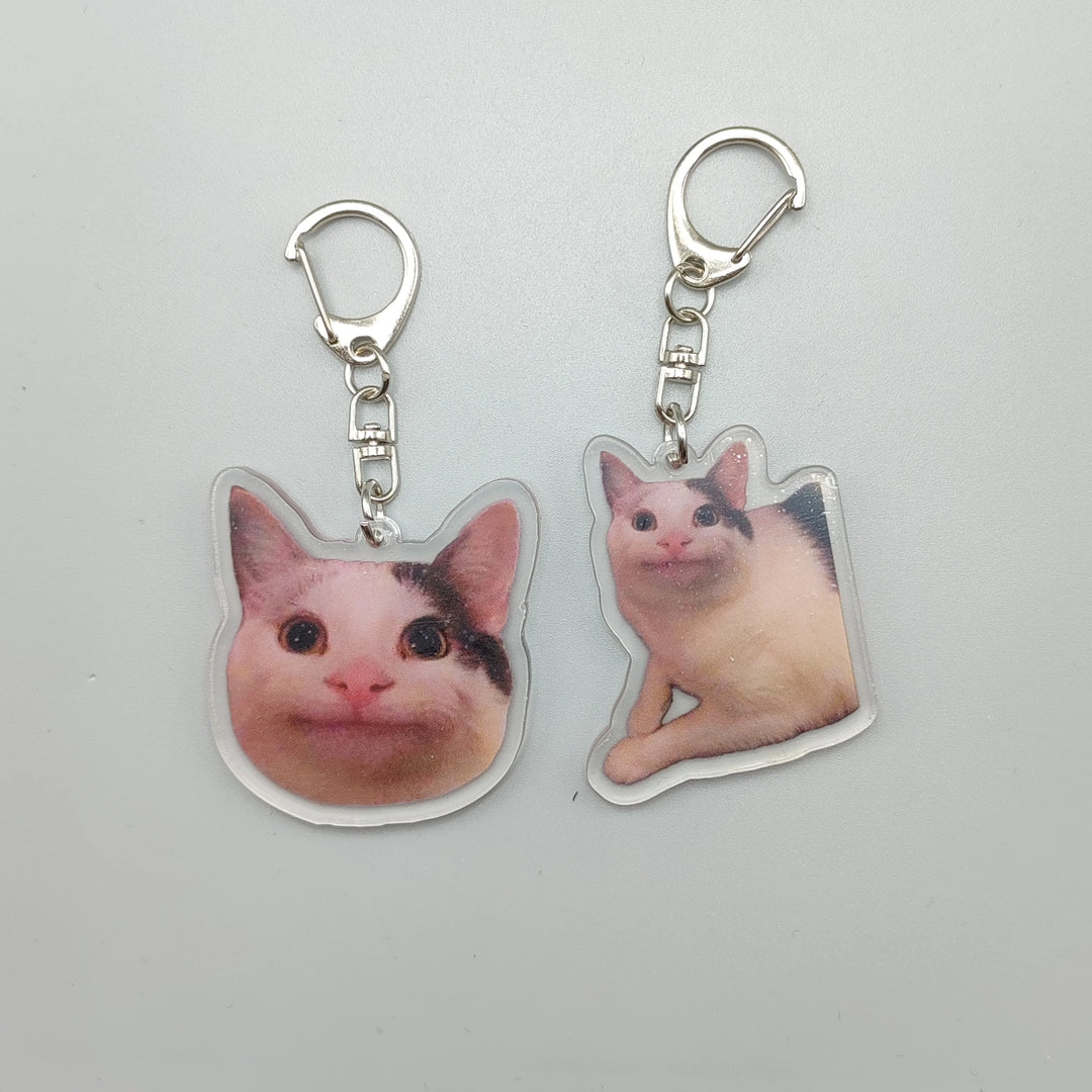 Women's Bag Pendant - Cute Two Cats Talking Meme Keychain Gift